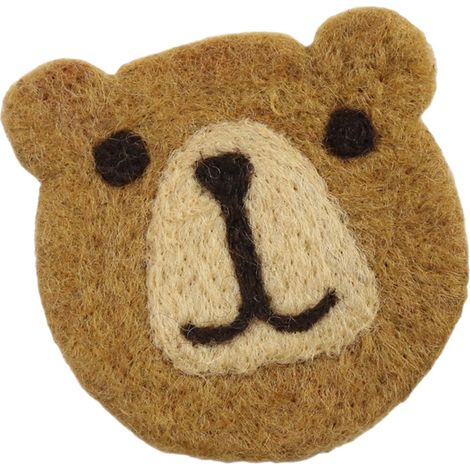 Dessous de verre en feutre de laine, motif ours, mignon, doux, isolant, antidérapant, décoratif, marron, taille unique (1/5)