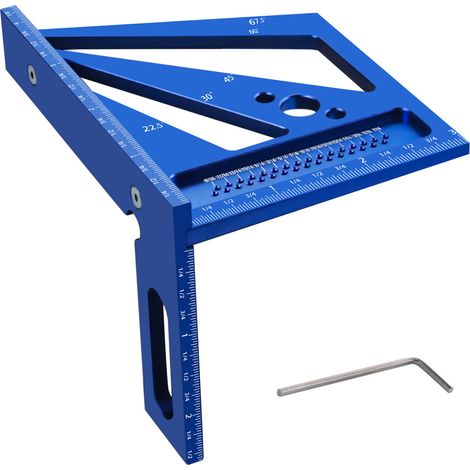 Règle mesure bois 3D multi-angles Métrique/pouce Alliage alu Équerre réglable 22.5° à 90° Rapporteur et équerre à onglet Pour ingénieur, charpentier, dessinateur (1/5)