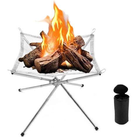 Tour de balise de support de bois de chauffage de BBQ d'acier inoxydable de feu de camp se pliant portatif de camping (1/5)