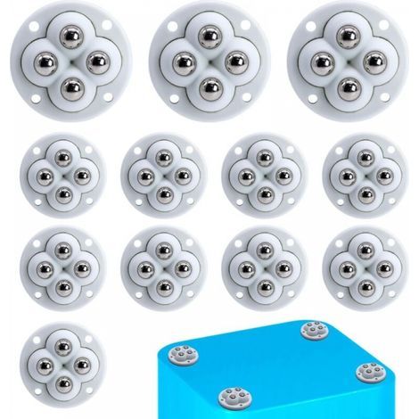 (White) 12PCS Small 360° Ball Casters Self Adhesive Small Caster Wheels for Storage Box Trash Can Furniture Casters (1/5)