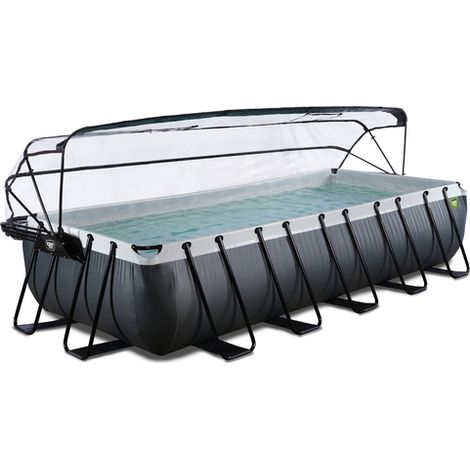 Piscine tubulaire EXIT Black Leather 540x250x100cm – Pompe filtrante à sable – Dôme transparent – Pompe à chaleur jusqu'à 40°C – Te Connectivity (1/5)