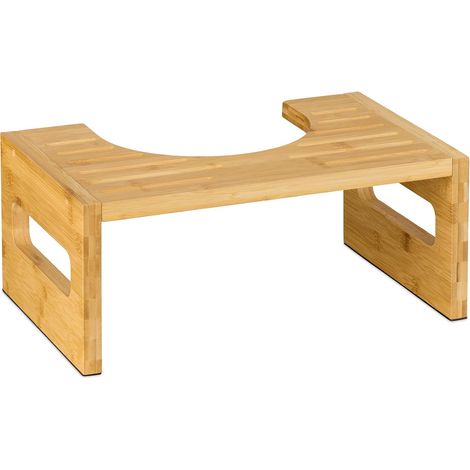 Repose-Pied de Toilette, Tabouret WC, défécation optimale, pour Adultes, Bambou, 18,5 x 43,5 x 28 cm, Nature (1/5)