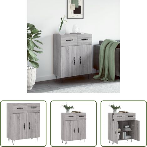 vidaXL Metallbeine -  Sideboard Grau Sonoma 69,5x34x90 cm Holzwerkstoff (1/5)