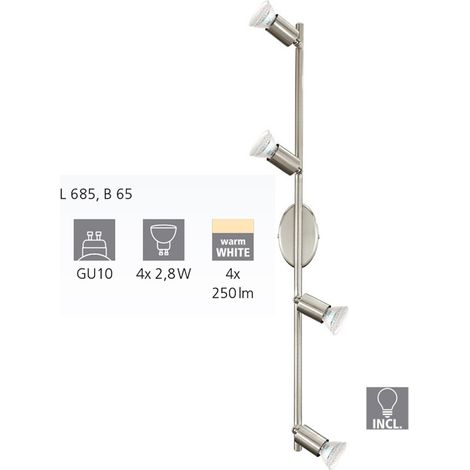 Spot Moderno Buzz Led In Acciaio Nichel Satinato 4 Luci Gu10 2,8W Ip20 (1/4)