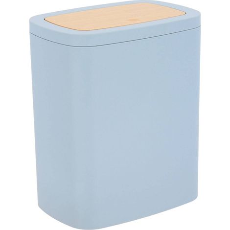 Poubelle abs rubber + pvc facon bambou 5l - bleu clair - Tendance (1/2)