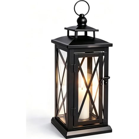 Métal Lanternes Outdoor Funeraire,Lanterne Bougie Exterieur Noire (1/5)