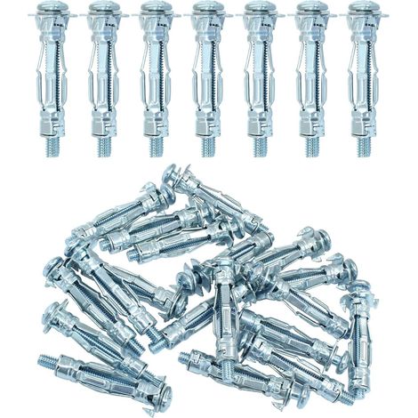 20 tasselli ad espansione M4x32mm, tasselli per pareti cave resistenti, set di tasselli in acciaio zincato per cartongesso, per cartongesso, televisori, aste per tende (1/5)