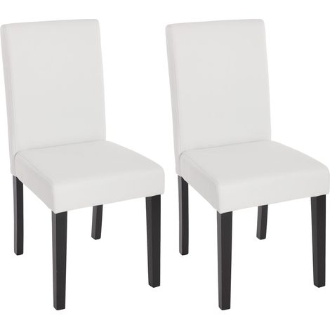 [NON UTILIZZATO] Set 2x sedie Littau ecopelle opaca soggiorno cucina sala da pranzo 56x43x90cm bianco piedi scuri