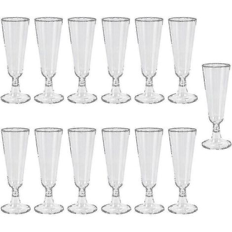 60 verres à champagne jetables de 150 ml en plastique rigide, verres à vin rouge de type gobelet, pour fêtes et festivals. (1/5)