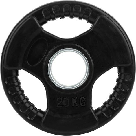 Poignée d'haltère à trois trous, disque de musculation large trou, accessoire de poids noir 20 kg (1/5)