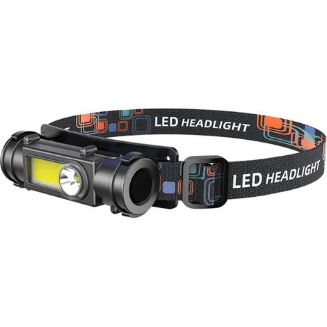 LED-Außenstirnlampe mit verstellbarem Kopfband, dualer Beleuchtung (Nah-/Fernlicht), 180°-Drehung.