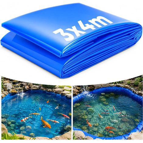 3x4m Bache Bassin, HDPE Bâche Bassin Extérieur 0.3mm Epaisseur  Liner Bassin pour Bassins à Poissons, Bassins à Tortues, Fontaines, Bassins D'irrigation, Parterres de Fleurs Surélevés (1/5)