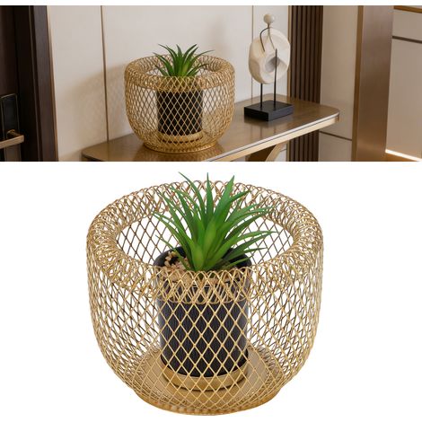 Plante artificielle de bureau en petit pot, ornement décoratif pour la maison, le bureau, la chambre ou la salle de bain, en fer plaqué or (1/5)