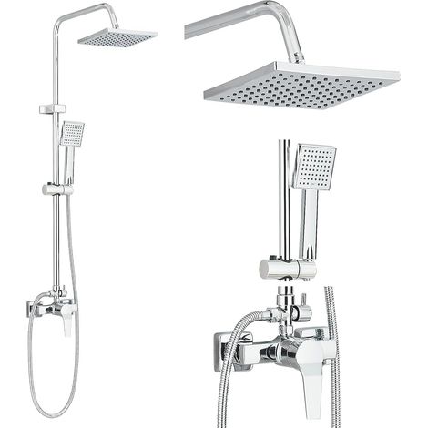 Shower Column with Single-Lever Mixer Tap Chrome Adjustable Height Shower Column Shower Set Stainless Steel with Shower Head Bathroom (1/5)