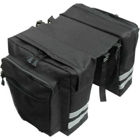 Pair Sacoches de vélo deux pièces pour VTT - Matériau PVC imperméable - Accessoires de vélo - Résistantes aux déchirures - Bande réfléchissante à l'arrière - Conviennent aux vélos, VTT, etc. Noir (1/4)
