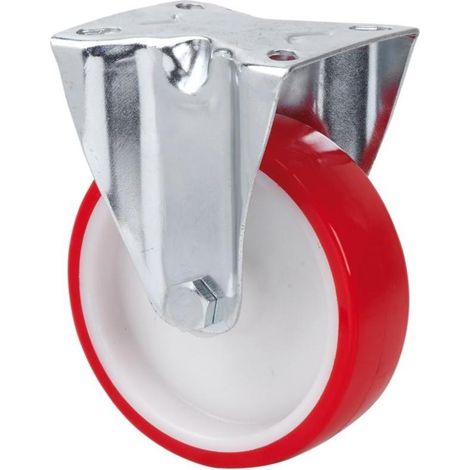 RUEDAS ALEX rueda fija  140.1-125-2 nylon blanco-poliur.rojo eje liso (1/2)