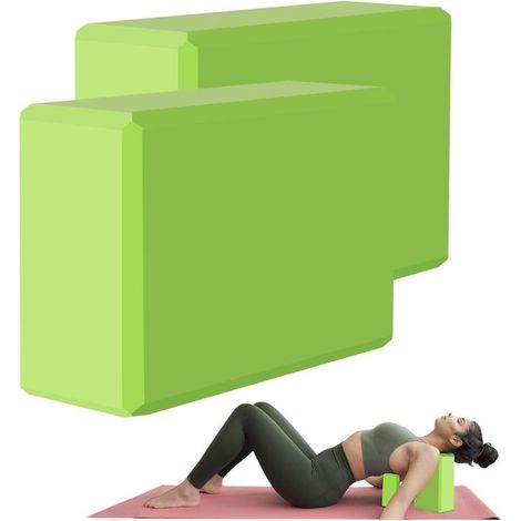 Lot de 2 blocs de yoga en EVA haute densité - Sans latex, antidérapants - Bords biseautés - Adaptés au yoga, au pilates et à la méditation (1/5)