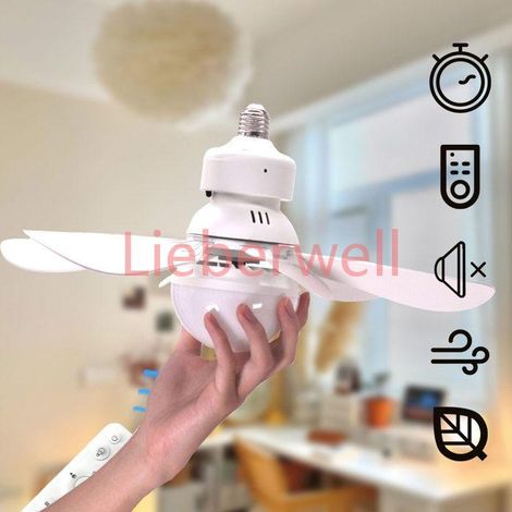 Petit ventilateur de plafond de 16,53 pouces avec lumière LED 30W,base E27,télécommande,3 vitesses réglables,3000K,6500K,85,265V (1/4)