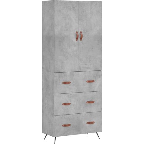 Aparador cómoda mueble de almacenaje organizador cocina salón salón alto 695 x 34 x 180 cm madera de ingeniería gris 020034652 (1/5)