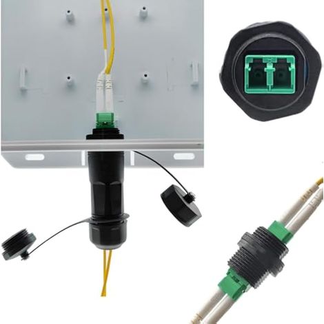 Connecteur câble fibre IP68, connecteur fibre optique double cœur LC, coupleur fibre interface verte LC-APC 1pièce utilisé pour connecter des modules optiques SFP,boîtier module pré-terminé (1/5)