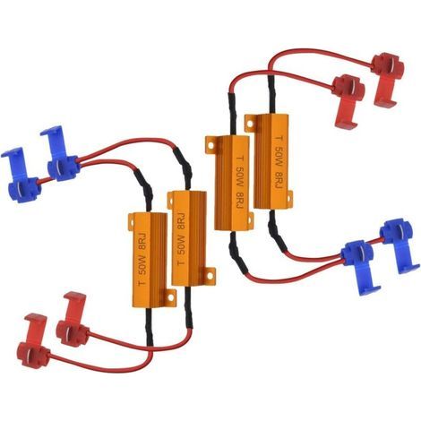 4 resistori di carico LED da 50W 8 ohm, resistori di carico per fari, fendinebbia, decoder LED, indicatori di direzione, filo del decoder, resistore (correzione iperlampeggio, cancellazione avviso) (1/4)