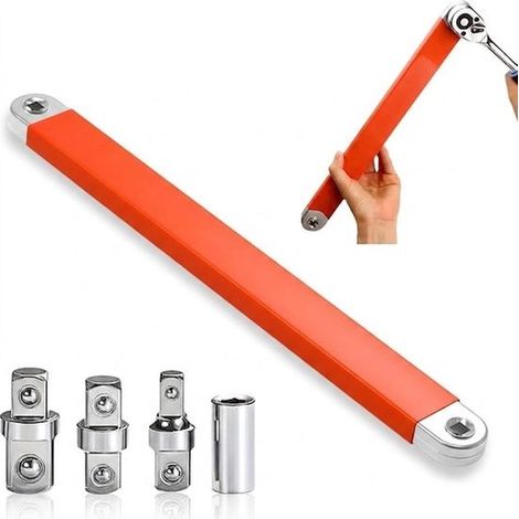 Pro Offset Verlängerungsschlüssel Multifunktionaler Ratschen-Flachschlüssel klappbare Stecknussverlängerung Verlängerungsschlüssel mit 1 2 1 4 3 8 Rot (1/5)