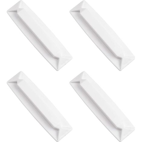 KZQ Paquete de 4 tiradores de plástico autoadhesivos para cajones, puertas corredizas, cocinas, baños, ventanas, refrigeradores e inodoros (blancos). (1/4)