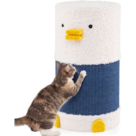 Tonneau Griffoir Chat à 2 Niveaux, Tapis à Griffer en Sisal, Arbre à Chat Design, 2 Entrées, Tour pour Chaton avec Accents d'Canard, , 35 x 35 x 66 cm (1/5)