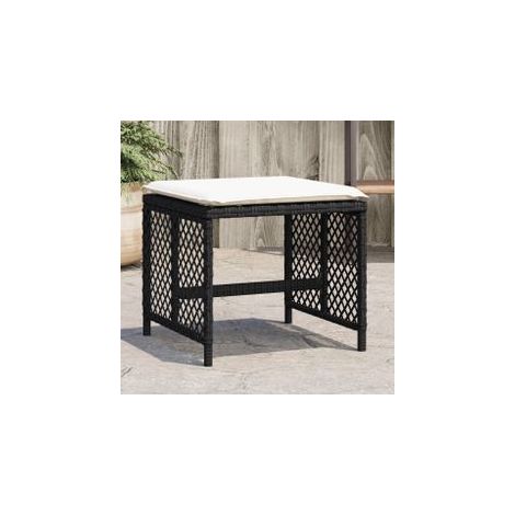 Tabourets de jardin avec coussins 4 pcs noir 41x41x36 rotin (1/5)