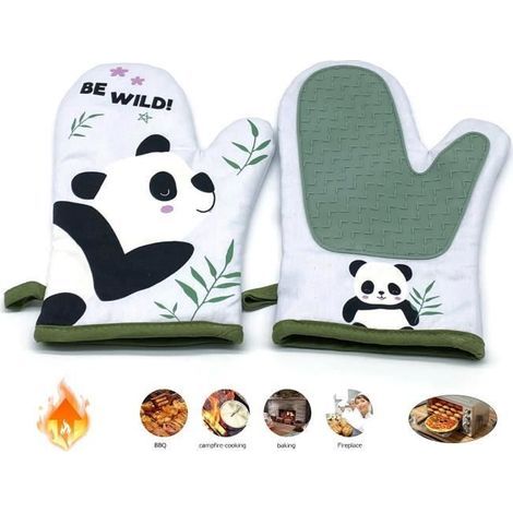 Panda Kitchen Gloves - Heat Resistant, Non-Slip, Washable - 2-Pack (1/4)