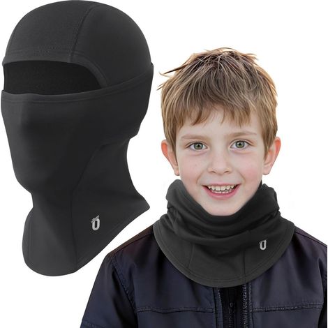 Kinder Sturmhaube Winter warm winddicht Fleece Skimaske für Jungen Mädchen Schwarz (1/5)