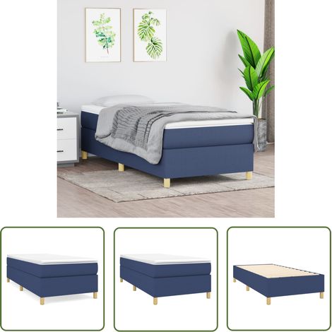 The Living Store Boxspringbett mit Matratze Blau 100x200 cm Stoff - Boxspringbett - Doppelbett - Blau - Bettsofa - Liegekomfort (1/5)
