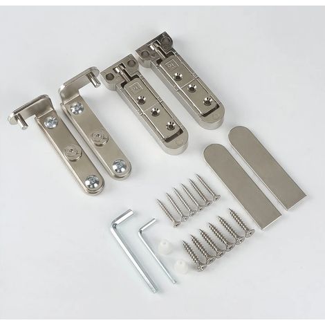 (Argent - 1 jeu) 1 jeu de charnières invisibles 3D réglables et robustes pour porte invisible en bois avec pivot supérieur et inférieur (1/5)