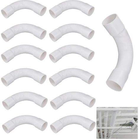 12pcs Coudes pour Tube Isolant,Tube Électrique Manchonné en PVC,90 Degrés Connecteur Raccord de Tuyau,Tube Électrique Câble Canal Installation Murale,Coudes de Tuyau,16mm