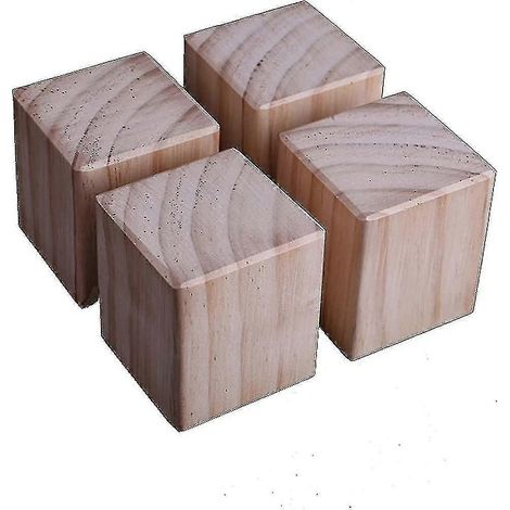 Ensemble de 4 pieds de meubles en bois, rehausseurs de meubles pour la maison, pieds de lit, 5 x 5 x 8 cm (1/5)