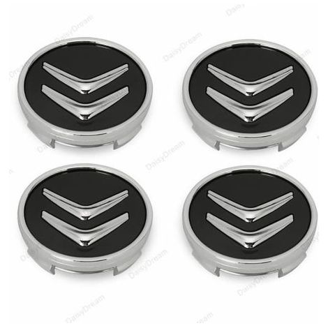 Centre Roue 4×OD60mm Cache Moyeux Pour Citroen Badge Logo Noir (1/4)