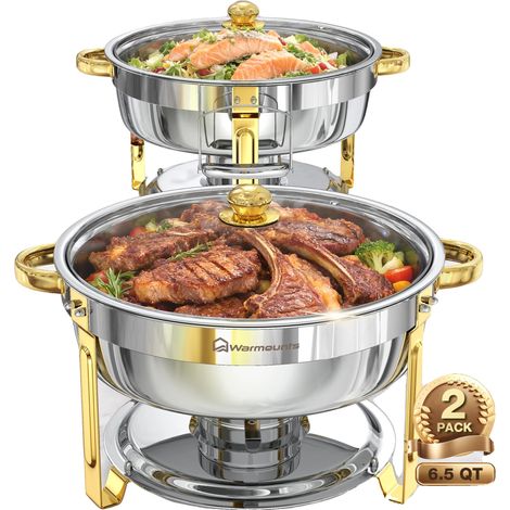 Plat à réchaud, capacité de 6 quarts, design élégant, 2PCS (1/2)