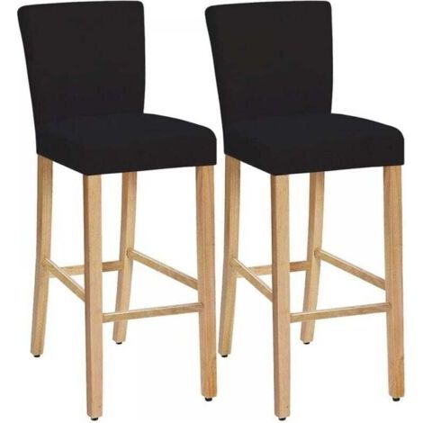 Housses de chaise de salle à manger lavables et amovibles extensibles, housses de tabouret de bar, housses de chaise de bar Housse de siège de comptoir de pub (noir, lot de 2)
