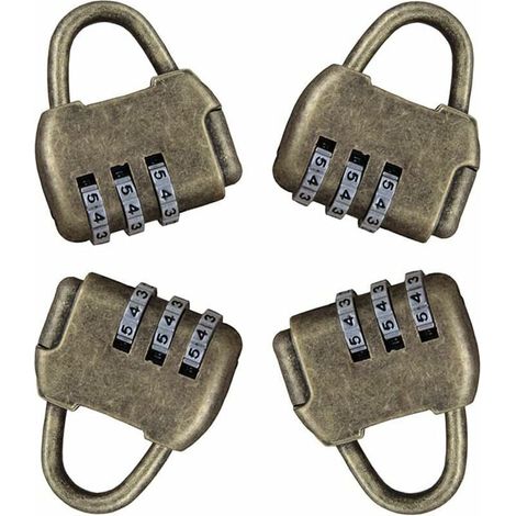4-teiliges Zahlenschloss-Set, 3-stellige Zahlenkombination, Retro-Stil, Vintage-Stil, Sicherheitsschloss für Außentüren, schlüsselloser Zugang
