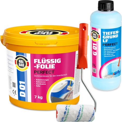 HALBAU Dichtset für Duschabdichtung Bad Abdichtung Dichtband Flüssigfolie 7kg H409 (1/5)
