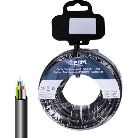 Carrete manguera tubular vv-k06/1kv 5 g 1,50 mm², negra, 10 m