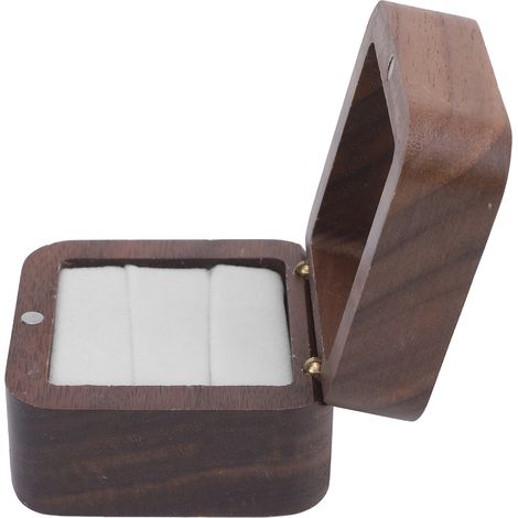 Boîte à bague en bois à fermeture magnétique, idéale pour une demande en mariage ou une cérémonie de fiançailles. Coffret cadeau pour bague de couple. (1/5)