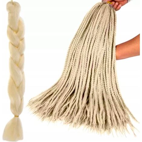 Trenzas de cabello sintético rubio grueso y liso, extensiones de trenzas (1/4)