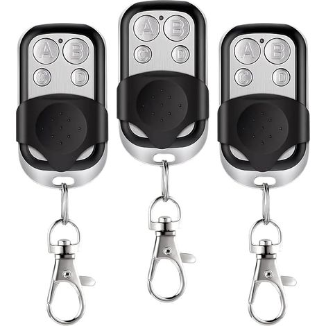 3 Pieces Universal 4 Button Garage Remote Control 433 MHz Gate Badge for Lighting Switches, Garage Doors, Cars and Roller Shutters (1/5)