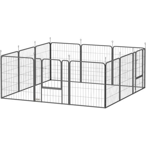 Parc pour chien 12 panneaux 68x80 cm corral pliable porte chenil noir