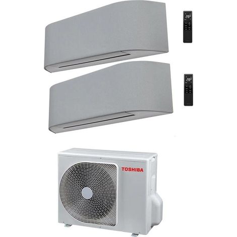Toshiba Dual Split Inverter Klimagerät HAORI Serie 13000+16000 (12000+15000) mit RAS-2M18U2AVG-E Wi-Fi Integriert Hellgrau/Dunkelgrau 13+16 (12+15) - NEU Hellgrau,R-32