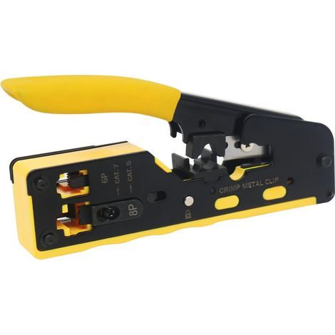 Pince à sertir RJ45 pour connecteurs RJ11/RJ12 standard RJ45 (pince à dénuder jaune)