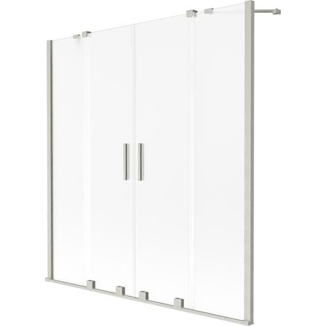 Mexen Velar Duo paroi de baignoire coulissante à 2 panneaux 150 x 150 cm, givrée, nickel brossé - 896-150-000-32-97 (1/2)