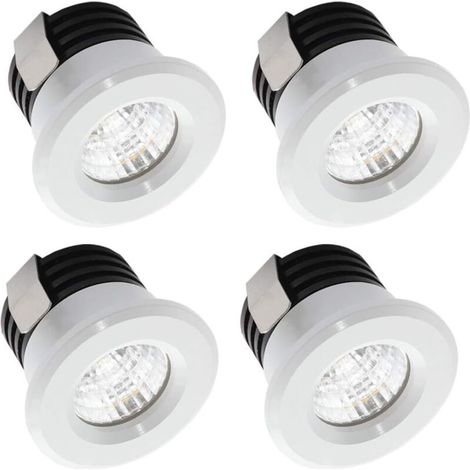 4 x Mini spots LED encastrés 3W Blanc Chaud, Mini Spot LED pour Vitrine Station Intérieur Éclairage Plaque de plâtre Incl.Seperated Transformateur