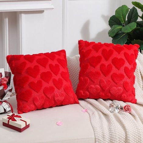 Fundas de almohada para el Día de San Valentín,juego de 2 piezas,45 x 45 cm,adecuadas para la sala de estar,el dormitorio y el sofá cama (rojo) (1/3)